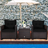 3 PCS Patio Furniture Set, OneSize, Black WoodArtSupply