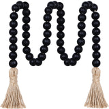 Meplait 39in Wood Bead Garland Farmhouse with Tassels,Versatile Prayer Beads Boho Chic Wall Hanging Home Decor (Black) Meplait