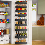 Moforoco 9-Tier Over The Door Pantry Organizer, Pantry Organization And Storage, Metal Hanging Spice Rack Shelves Door Moforoco