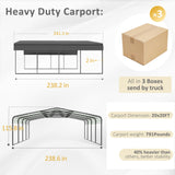 VEIKOU 20'x20' Carport, Car Port with Galvanized Steel Panels, Metal Carport with Innovative Assembly Structure, Carports for Car, Boat, Truck VEIKOU