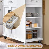 Yaheetech Rolling Kitchen Island Cart with Drop Leaf, Portable Rubberwood Breakfast Bar with Storage Cabinet, Open Shelves & Detachable Towel, 2 Drawers, White Yaheetech