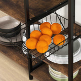 HOMCOM Bakers Racks with Power Outlet and LED Lights, Coffee Bar Table for Kitchens with Storage, Microwave Stand with Glass Holders, Kitchen Storage Shelf Rack with Multiple Shelves, Rustic Brown HOMCOM