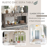 P PURLOVE Console Table for Entryway Hallway Sofa Table with Storage Drawers and Bottom Shelf (Gray Wash) P PURLOVE