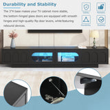 Merax TV Stand for Televisions Up to 95'', Functional Media Console with APP-Controlled Smart LED Light, Arched Cabinet Doors and Fluted Glass Doors, Entertainment Center, for Living Room, Black Merax