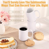 RAINBOWTIE Sublimation Mugs 15 oz Sublimation Mugs Blank with Bamboo Lid White Coffee Mugs Sublimation Coffee Mugs Mug Sets Coffee Cup with Lid Set of 12 RAINBOWTIE