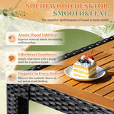 Greesum 9 Pieces Outdoor Patio Dining Set, Conversation Sets with 1 Table and 8 Rattan Chairs with Curved Acacia Wooden Armrests and Cushions, Black Greesum