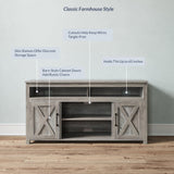 BELLEZE Modern 58 Inch Barn Door Wood TV Stand & Media Entertainment Center Console Table for TVs up to 65 Inches with Two Open Shelves and Cabinets - Corin (Gray Wash) BELLEZE