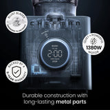 Chefman Obliterator 48 oz Countertop Blender for Smoothies, 1380W Motor to Crush Ice, Nuts, and Frozen Fruit with Stainless Steel Blade, Auto Blend Function, Includes Tamper and Scraper - Midnight Chefman