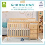Dream On Me Jayden 4-in-1 Mini Convertible Crib And Changer in Natural, Greenguard Gold Certified, Non-Toxic Finish, New Zealand Pinewood, 1" Mattress Pad Dream On Me