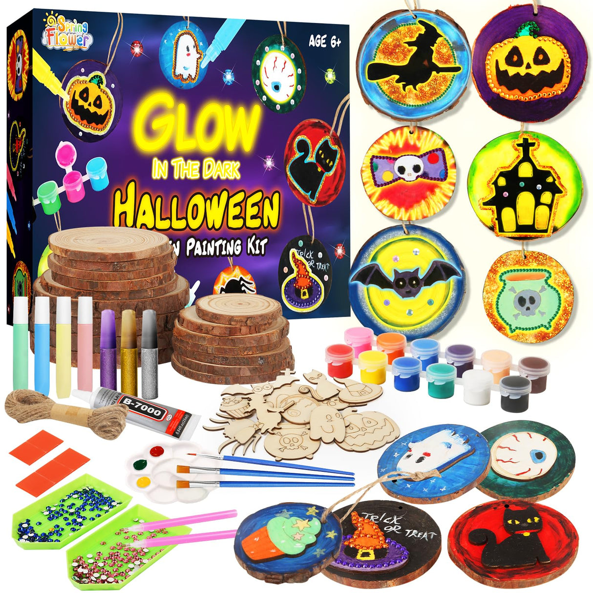 SpringFlower DIY Glow in The Dark Kids Painting Kits - Arts and Crafts Ages 6-12, Halloween Gifts & Party Supplies SpringFlower