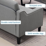 VINGLI Loveseat 53" Small Couch Loveseat Sofas for Living Room Mid Century Modern Sofa Couch Light Grey Love Seat Couches with Scooped Arms for Small Spaces, Bedroom, Apartment, Studio VINGLI
