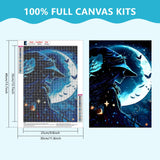 SENQAO Halloween Diamond Painting Kits for Adults, Moon Witch Pumpkin Diamond Art Kits Full Drill Bats Star Diamond Dots Paint with Diamonds Gem Arts and Crafts Home Wall Decor 12x16inch SENQAO