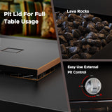 Ciays 32 Inch Propane Fire Pit, CSA-Listed Outdoor Gas Fire Pit 50,000 BTU Steel Fire Pit Table with Lid, Add Warmth and Ambience to Gatherings and Parties On Patio Deck Garden, Black,CIFPT4B Ciays