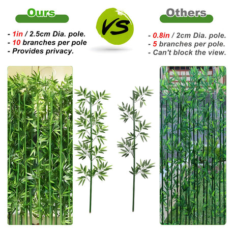 HOUSESET 4ft / 6ft Artificial Bamboo Tree 10 Pack, Fake Bamboo Plant with Encrypted Silk Leaves for Garden Yard Indoor Outdoor Decor, Privacy Waterproof Faux Plants HOUSESET