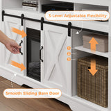 RoyalCraft Farmhouse Fireplace TV Stand for 65+ Inch TV, Entertainment Center with 23" Electric Fireplace with Remote, 34" Tall Modern Rustic TV Console with Sliding Bar Door for Living Room, White RoyalCraft