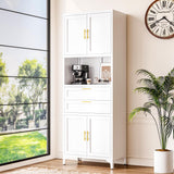 CXUZCZ Kitchen Storage Cabinet,Tall Metal Pantry Storage Cabinet with Door Drawers and Adjustable Shelves,Freestanding Cupboard for Kitchen Dining Room Bedroom Home Office and Bathroom (White 75 ") CXUZCZ