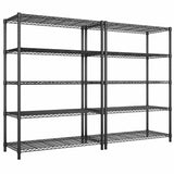 5 Tier Storage Shelves 71"H Wire Shelving Adjustable Metal Shelving,1000LBS Pantry Shelves Sturdy Steel Wire Shelf for Kitchen School Pantry Garage Warehouse ,71"H X35.5"W X13.8"D, Black,2P Romorgniz