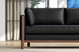Valencia Matera 93” Black 3 Seater Full Leather Sofa | Modern Nappa Leather Couch with 2 Pillows for Living Room Furniture | Canadian Hardwood, One-Piece Curved Frame Lounge Sofa VALENCIA THEATER SEATING