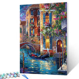 Venice Gondola Landscape Paint by Numbers Kits 16x20 inch Canvas Graffitic Building with Flowers DIY Oil Painting for Adults Beginner, 16''x20' inch Boat Paintwork with Brushes Office Decor(DIY Frame) Tucocoo