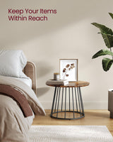 VASAGLE Round Coffee Tables, Set of 2, Modern Circle Side Tables with Steel Frame, for Living Room, Bedroom, Rustic Brown ULCT045K01 VASAGLE