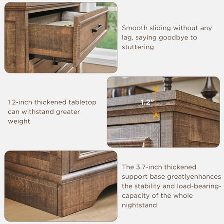 ACCOHOHO Farmhouse 5 Drawers Dresser Chests for Bedroom,46" Tall Wood Rustic Chest of Drawers with Wide Metal Handle,Natural Texture,Drawer Organizer for Bedroom,Living Room,Hallway and Entryway,LB ACCOHOHO