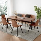 HIPIHOM 63"- 78.7" Extendable Dining Table Set for 6, Modern Kitchen Table with 6 Dining Chairs, Thickened Expandable Wooden Table with Metal Legs for Dining Room, Kitchen HIPIHOM