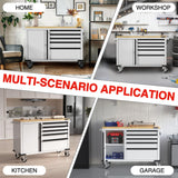 WORKPRO 52" x 20" 5-Drawer & 1-Door Rolling Tool Chest, Heavy Duty Tool Chest with Wheels, Power Strip, Locking System, Rolling Cabinet for Garage, Home & Kitchen, 1000 lbs Capacity WORKPRO