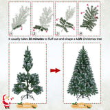 Yaheetech 4.5ft Pre-lit Christmas Tree, Snow Flocked Artificial Christmas Tree with 35 Snow Pinecones & 412 PVC Branch Tips & 150 Warm White Lights, White & Green Yaheetech