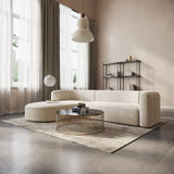 Acanva Luxury Modern Tight Curved Back Velvet Sofa, Minimalist Style Comfy Couch for Living Room Apartment, L-Shaped Sectional with Left Chaise, Cream Acanva