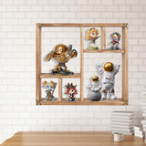 MITREL 17.7x15.7-Inch Shadow Box Display Shelf，6-Slot Rustic Floating Shelves，Larger Wood Trinket Shelf Freestanding Farmhouse Curio Shelf(6C-Brown) MITREL