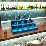 Cozyel 39 Inch 3 Step LED Lighted Liquor Bottle Display Illuminated Liquor Bottle Bar Display Stand LED Display Shelf 3 Tier Home Bar Drinks Lighting Shelves with Remote Control Cozyel