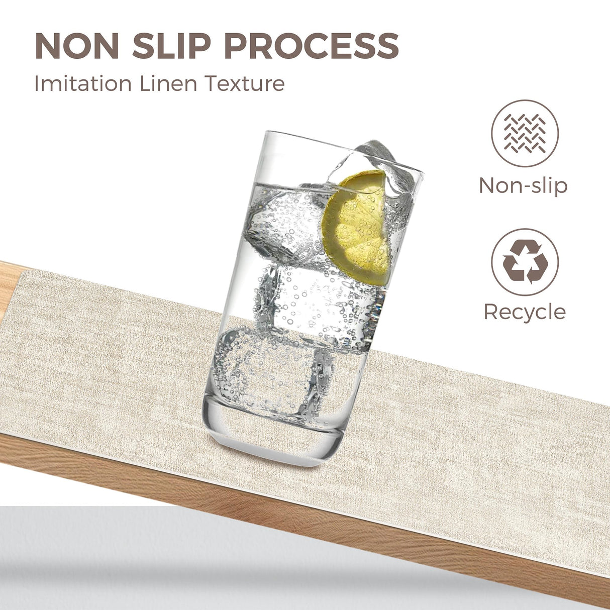 Vinyl Placemats Set of 4, Faux Leather Waterproof and Heat Resistant Place Mats, Washable Anti-Slip Table Mats with Coaster, Wipeable Placemats for Indoor & Outdoor 17" x 12" (Beige, Set of 4) NCUE