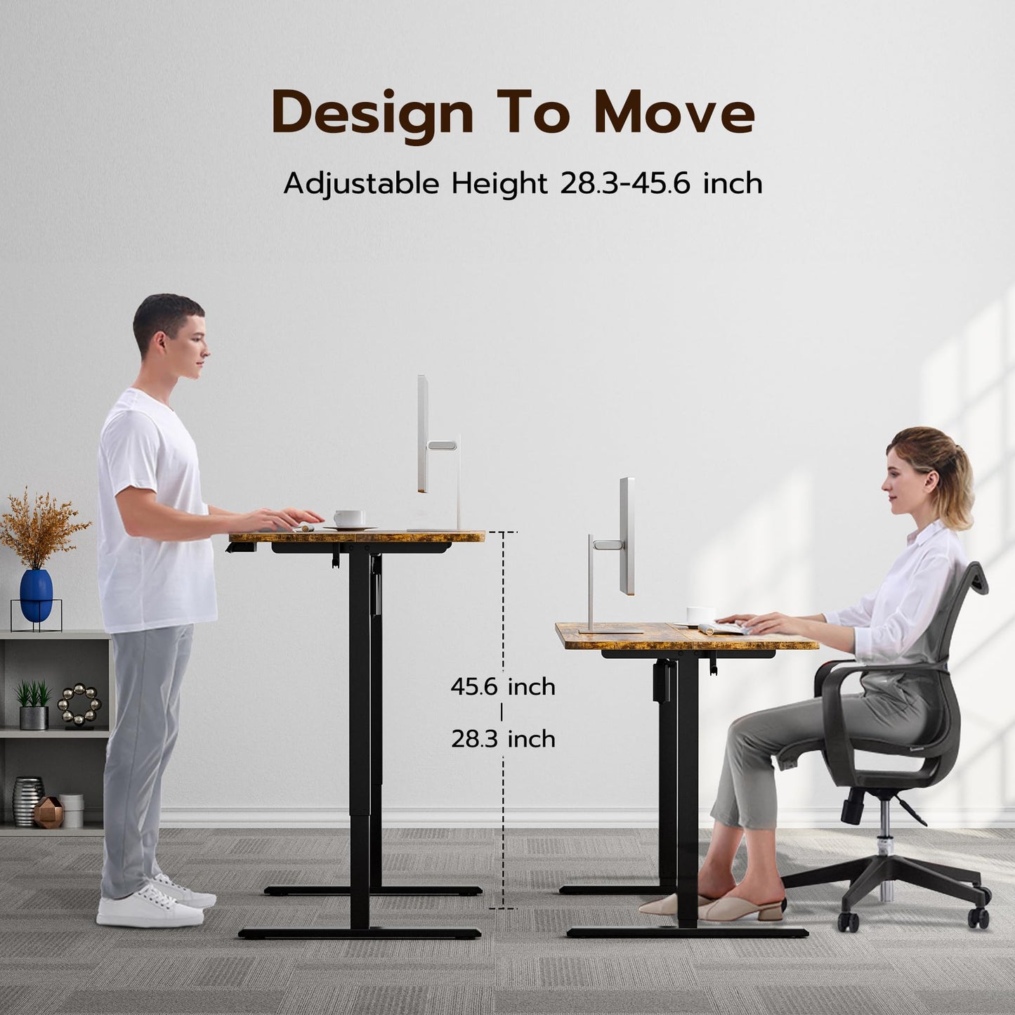 Acrolix Electric Standing Desk Height Adjustable Desk, 55 X 24 Inches Sit Stand up Desk,3 Memory Preset Computer Desk Office Table with Splice Board (Rustic Brown Desktop)