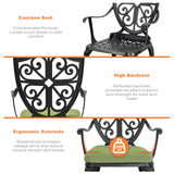 NUU GARDEN Outdoor 3-Piece Bistro Set with Cushions, Round 24 Inch Cast Aluminum Bistro Table with 2.17" Umbrella Hole, 2 Cast Aluminum Bistro Chairs, for Patio, Garden, Backyard and Balcony, Black NUU GARDEN