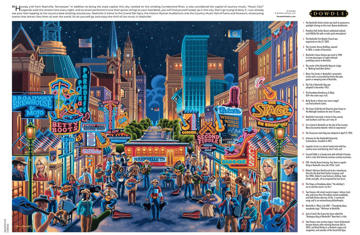 Buffalo Games - Eric Dowdle - Nashville - 1000 Piece Jigsaw Puzzle for Adults -Challenging Puzzle Perfect for Game Nights - Finished Size is 26.75 x 19.75 Buffalo Games