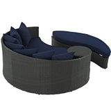 Modway Sojourn Wicker Rattan Outdoor Patio Sunbrella Fabric Daybed in Canvas Navy Modway