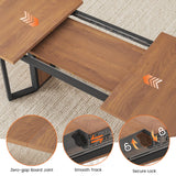 Itaar 5-Piece Dining Table Set for 4-6 People, 63" Extendable Kitchen Table and 4 Cushion Chairs, Dining Room Table with MDF Board & Metal Frame for Small Space, Easy Clean, Brown Itaar