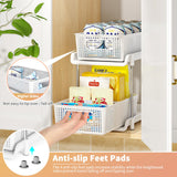 RIKOJUXI Bathroom Organizer with Dividers, 2Pcs 2 Tier Stackable Under Sink Organizers and Storage Cabinet Organizers for Bathroom Kitchen Pantry Organization and Storage, Medicine Cabinet Organizer RIKOJUXI