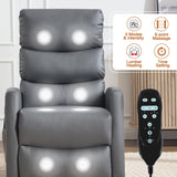 Manual Swivel Rocker Recliner Chair with Massage, Overstuffed Recliner Glider with Vibration Massage and Heat for Nursery, Living Room Reclining Sofa Chair, PU Leather Gray Luxlen