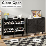 Maupvit Large Shoe Storage Cabinet with 4 Flip Drawers, Narrow Shoe Cabinet for Entryway with Wooden Legs, Freestanding Hidden Shoe Rack Organizer ＆ Metal Hinges, Black Maupvit