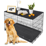 Petmystify Dog Crate Topper with Magnets for 42 Inch Crate - Aluminum Foldable Dog Kennel Topper Decorative Storage Pet Crate Table Black (Only Topper) Petmystify