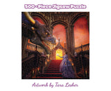 A Girl & Her Dragon Puzzle By Tara Lesher | Fairytale Castle 500 Piece Jigsaw Puzzle For Adults And Kids | Interactive Brain Teaser for Family Game Night | 18 x 18 Inches Toynk