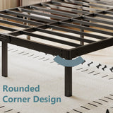 Viisari King Bed Frame 14 Inch Metal Bed Frame King Heavy Duty Platform No Box Spring Needed Easy Assembly Noise Free Black 4005-14B Viisari