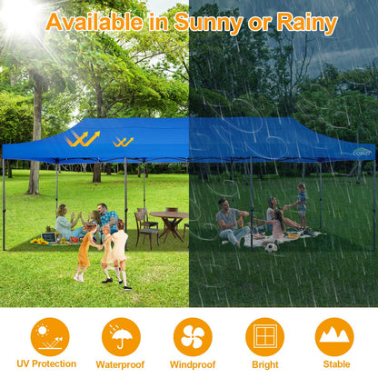 COBIZI 10x30 Pop Up Canopy without Sidewall,Heavy Duty Canopy UPF 50+ All Season Wind Waterproof Commercial Outdoor Wedding Party Tents for Parties Canopy Gazebo with Roller Bag(10 x 30 ft Bl - WoodArtSupply