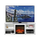 Furinno Classic 70 Inch TV Stand with Fireplace, Solid White Furinno