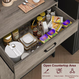 BOTLOG Hutch Cabinet with Storage, 71" H Kitchen Pantry Storage Cabinet with Microwave Stand, Hooks, Drawers for Home Bar, Kitchen, Dining Room, Industrial BOTLOG