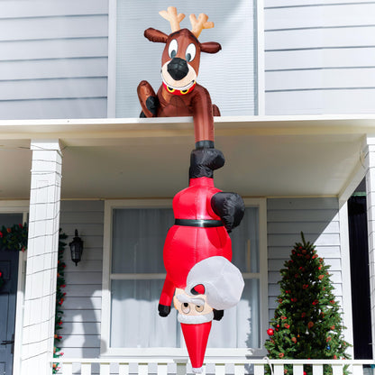 Joiedomi 8 FT Hanging Christmas Inflatables Decoration, Christmas Inflatable Reindeer and Climbing Santa, Blow Up Inflatable with Build-in LED for Xmas Party Indoor, Outdoor, Yard, Garden, Lawn Decor