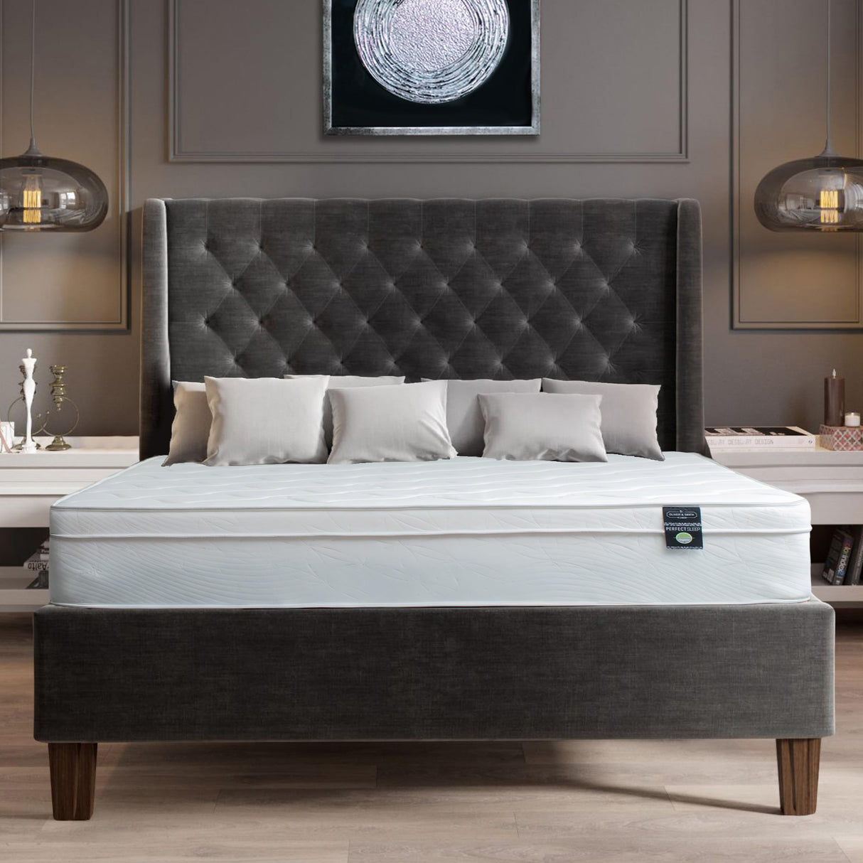 Aylas Furniture King Size Mattress- 8 Inch Hybrid King Mattress with High Density & Comfort Cold Foam with Continuous Coil Bonnell Springs - Eco-Friendly, Breathable King Bed Mattress Medium Firmness Aylas Furniture