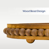 AuldHome Wood Beaded Tray (Stained Wood), Decorative Farmhouse Style Oval Wooden Tray AuldHome Design