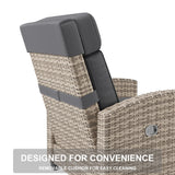 PeacefulHues Outdoor Rattan Recliner, Armrest Console Tray,Patio Lounge, Adjustable Backrest & Footrest 150° Lay Flat, Removable Cushion,Air Pump Chair,for Pool,Balcon,Veranda,Porch,Terrace,Yard PeacefulHues